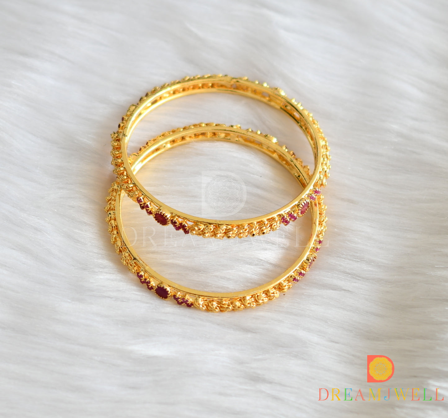 Gold tone ruby stone Bangles(2.4) dj-14425