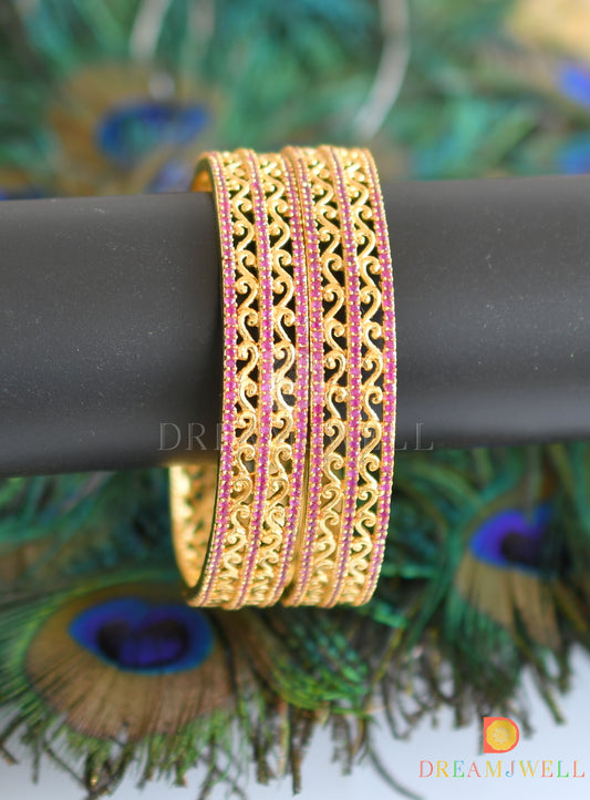 Gold tone ruby designer set of 2 Bangles(2.6) dj-05445