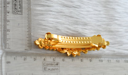 Gold tone kemp-green temple hair clip dj-38910