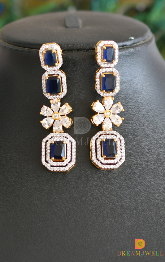Gold tone cz-blue flower necklace set dj-14688