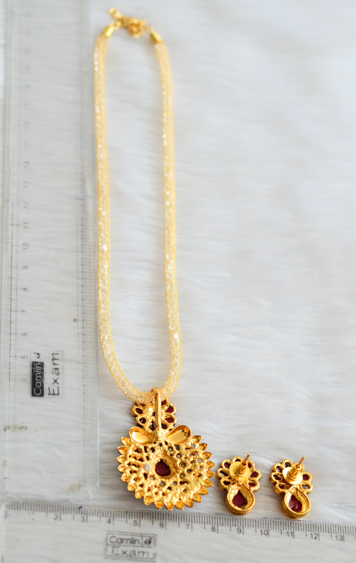 Antique pearl-kemp flower necklace set dj-15596