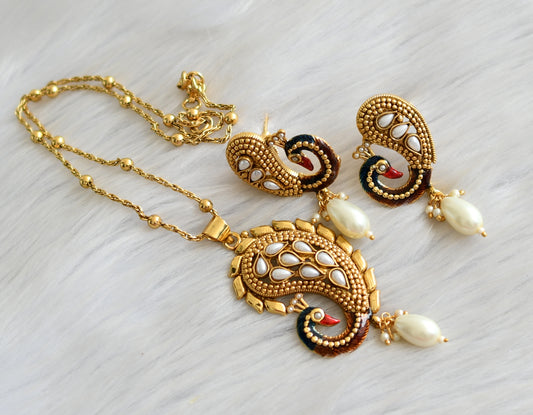 Antique pearl peacock necklace set dj-06537