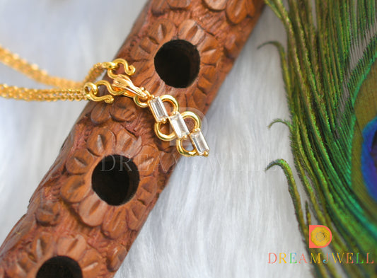 Gold tone white stone pendant with chain dj-37302