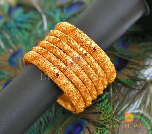 Matte Finish Set Of 6 Ruby Bangles (2.8) dj-14454