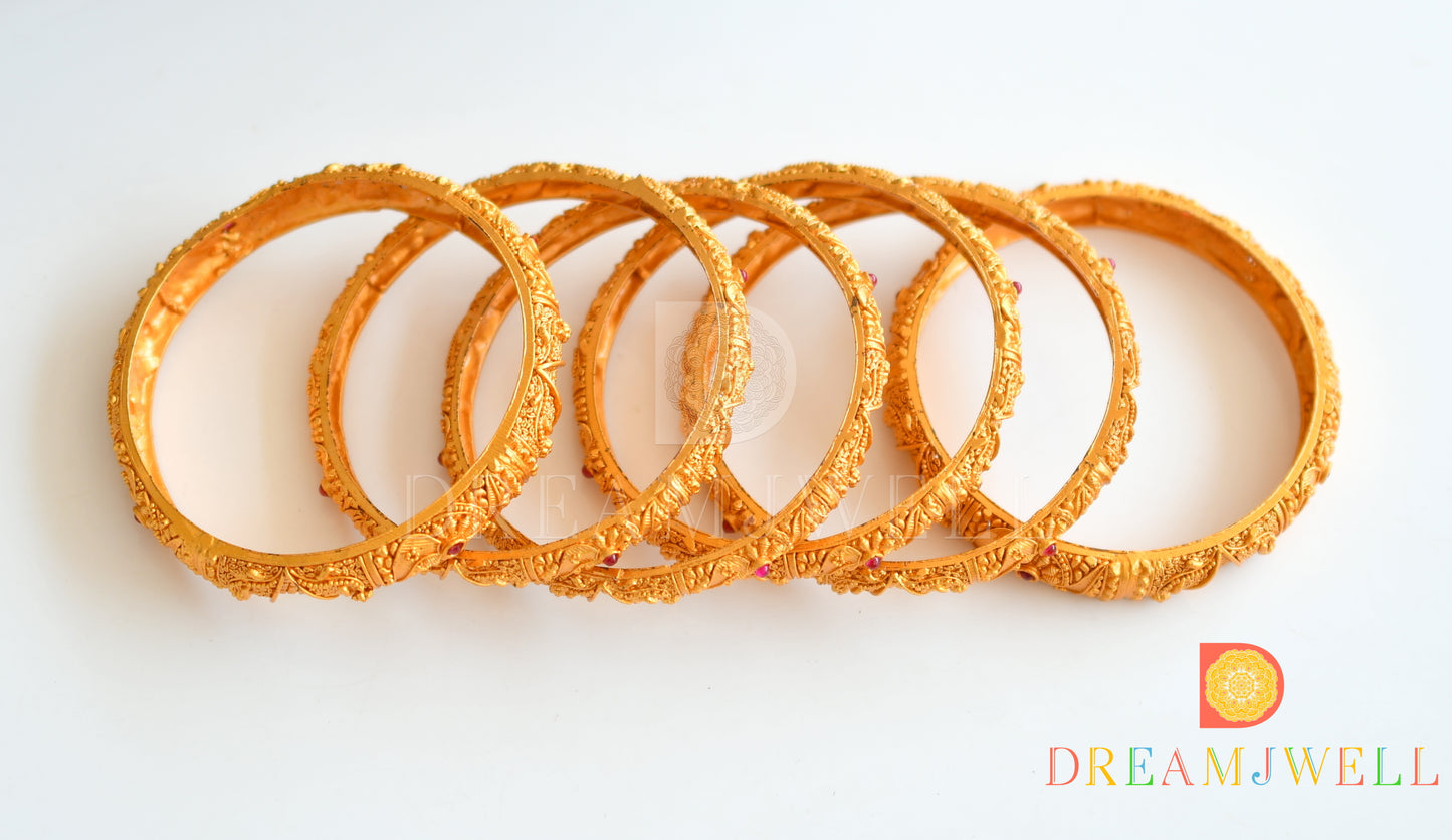 Matte Finish Set Of 6 Ruby Bangles (2.8) dj-14454