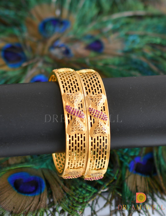 Gold Forming Ruby Bangles (2.8) dj-11831
