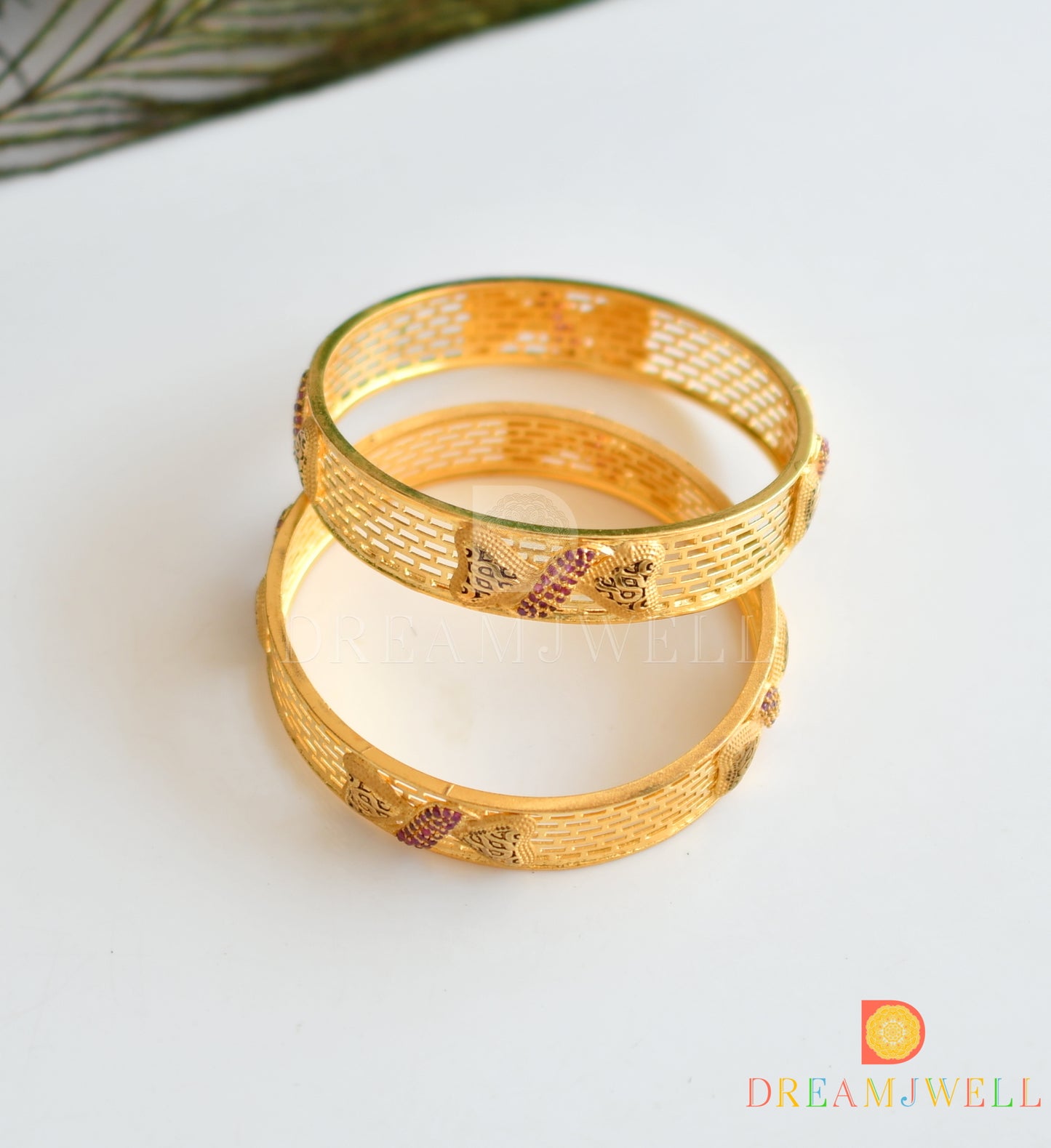 Gold Forming Ruby Bangles (2.8) dj-11831