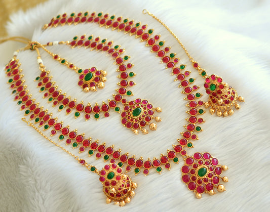 Antique gold tone kemp-green bridal set dj-19395