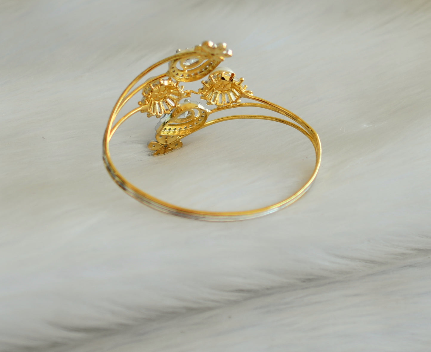 Two tone cz pearl flower bracelet dj-19324