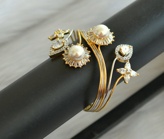 Two tone cz pearl bracelet dj-19327