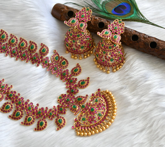 Matte finish kemp-green mango haar with very big jhumkka dj-38936