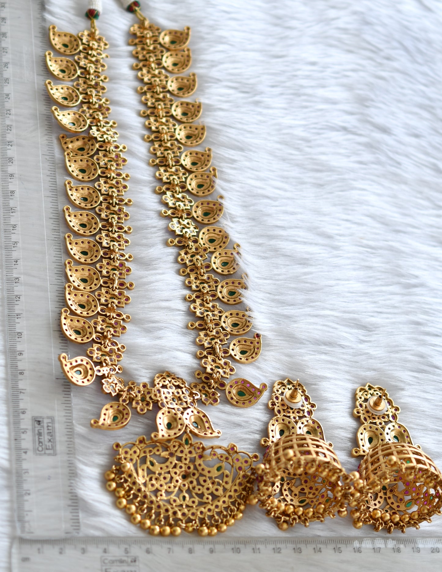 Matte finish kemp-green mango haar with very big jhumkka dj-38936