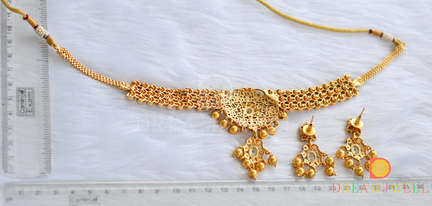 Matte Finish cz white stone choker set dj-31993