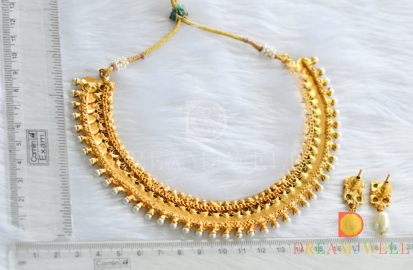 Antique gold designer pearl Lakshmi coin necklace set dj-16794