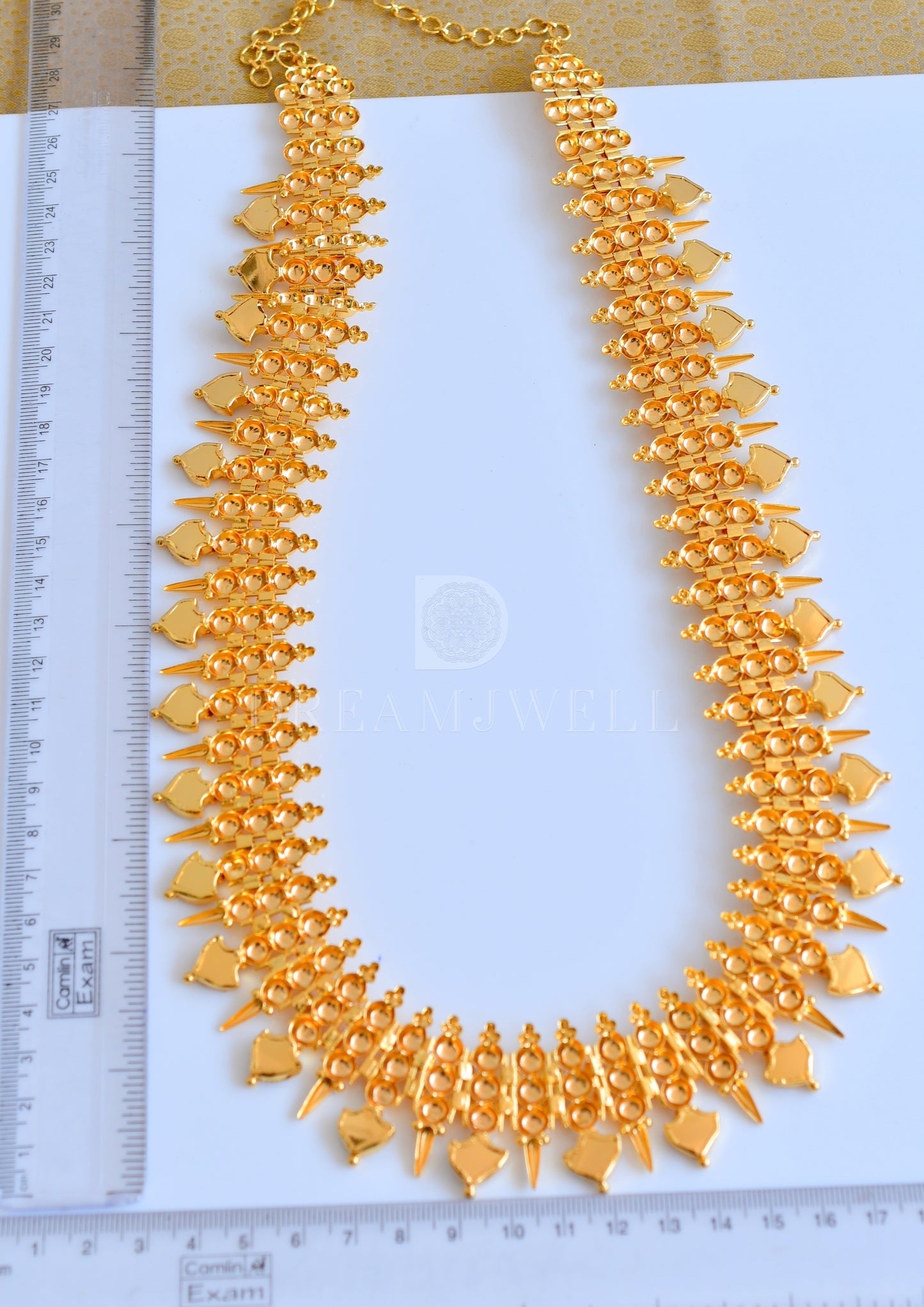 Gold tone pink-green palakka mulla mottu haar dj-35789