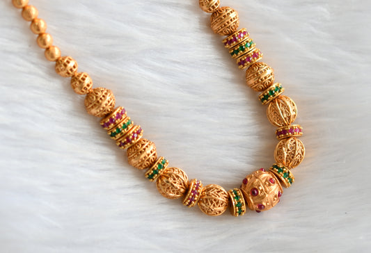 Matte finish ruby emerald beaded chain dj-39598