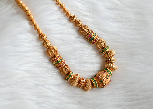 Matte finish ruby-emerald beaded chain dj-37474