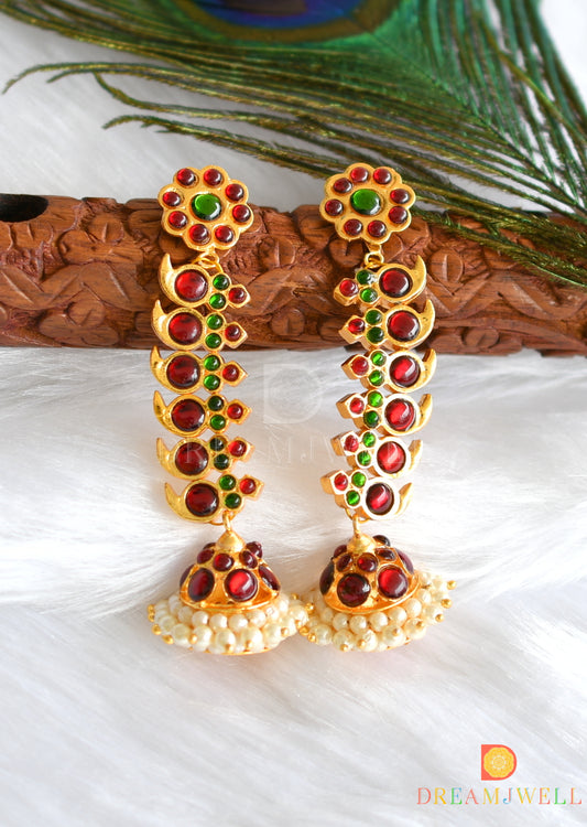 Gold tone kemp-green mango long jhumkka/Earrings dj-37287