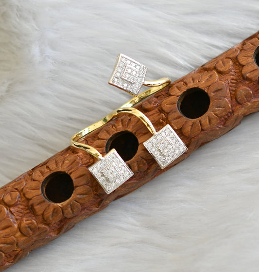 Two tone cz finger ring dj-03224