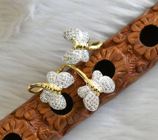 Two tone cz Butterfly finger ring dj-03223