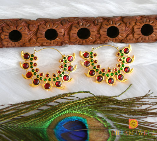 Gold tone kemp-green mango hoop earrings dj-37288