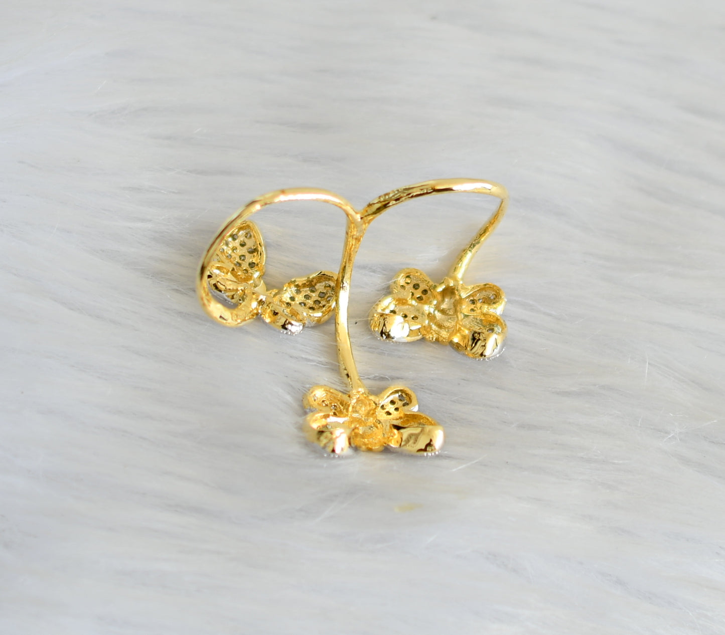 Two tone cz Butterfly finger ring dj-03223