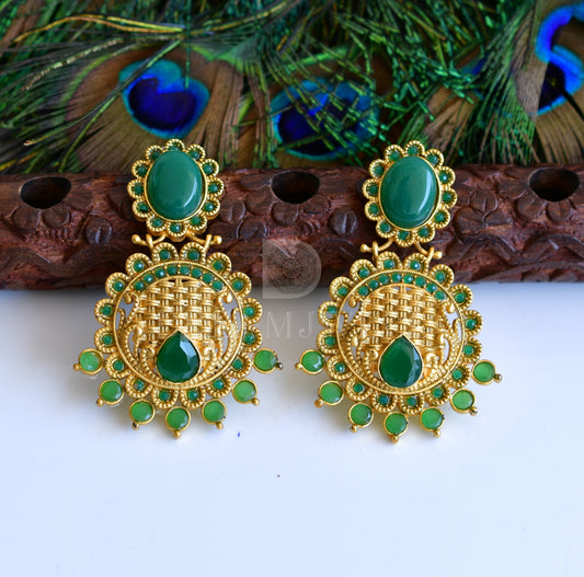 Matte Finish Green Party Wear Earrings dj-04847