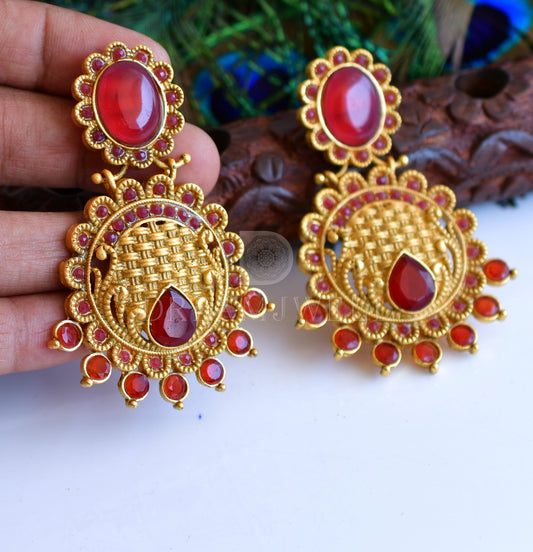 Matte Finish Maroon Party Wear Earrings dj-04844