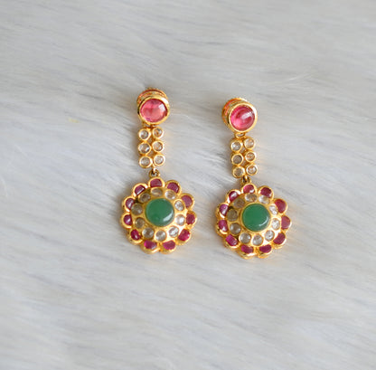 Gold tone semiprecious ruby-emerald necklace set dj-03169