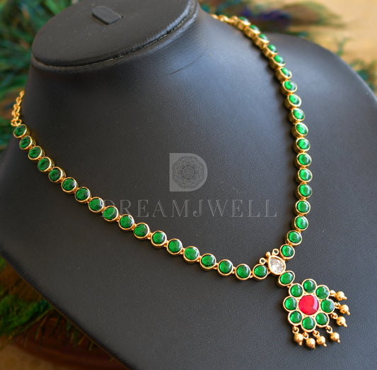 Gold tone Semi precious kemp-green temple necklace dj-14971