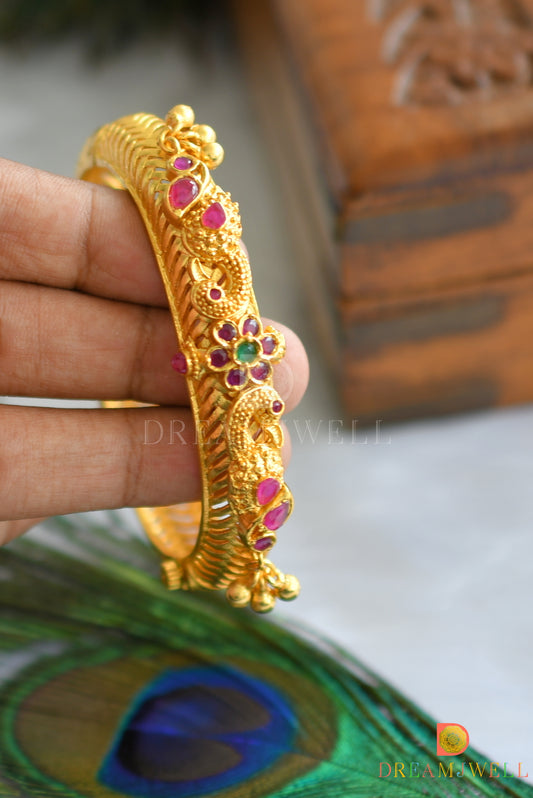 Matte finish ruby-green peacock open type Kada(2.4)dj-11334