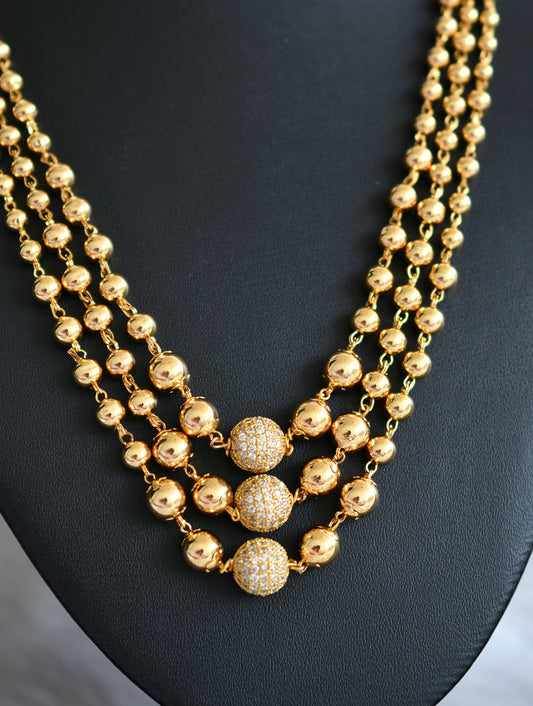 Gold tone white balls multi layer necklace set dj-39625