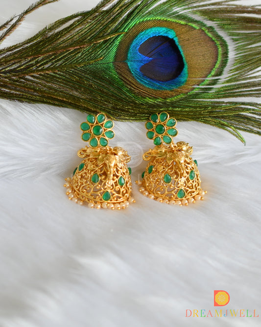 Antique green Elephant jhumkka dj-17696