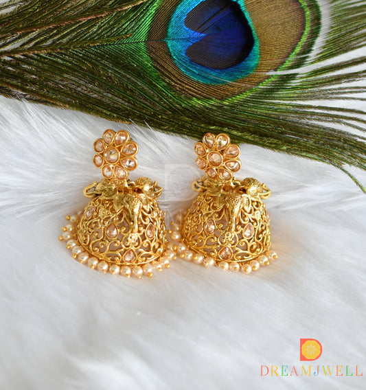 Antique gold stone Elephant jhumkka dj-17698