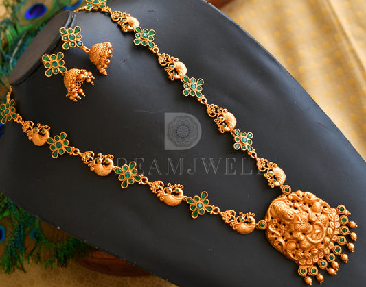 Matte Finish Emerald Lakshmi Haar Set dj-15328