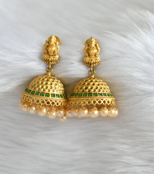 Matte finish emerald pearl Lakshmi Jhumkka dj-03126
