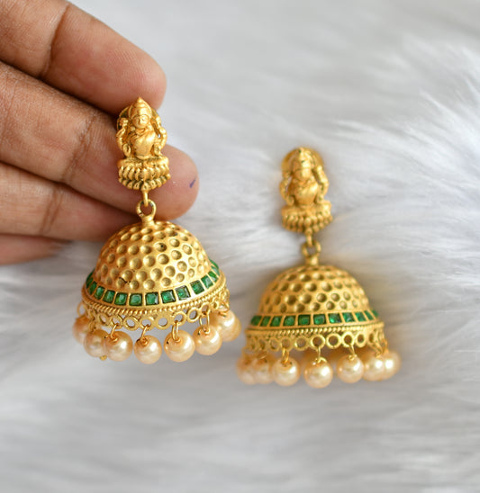 Matte finish emerald pearl Lakshmi Jhumkka dj-03126