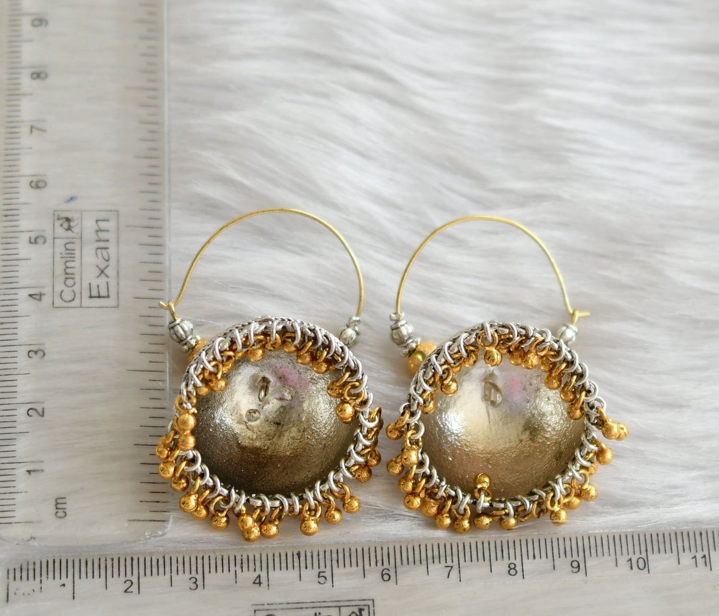 Dual tone beaded hoop jhumkka dj-39618