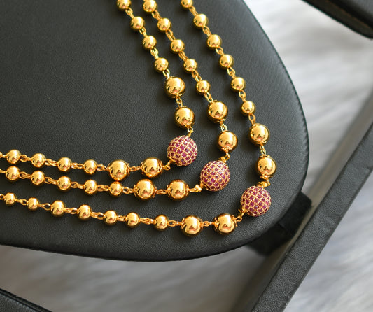 Gold tone ruby balls multi layer necklace set dj-39624