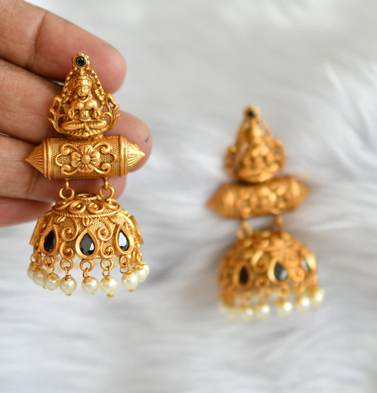 Matte finish black pearl Lakshmi jhumkka dj-12243