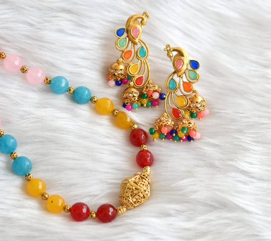 Antique multi color agates handmade necklace set dj-39620