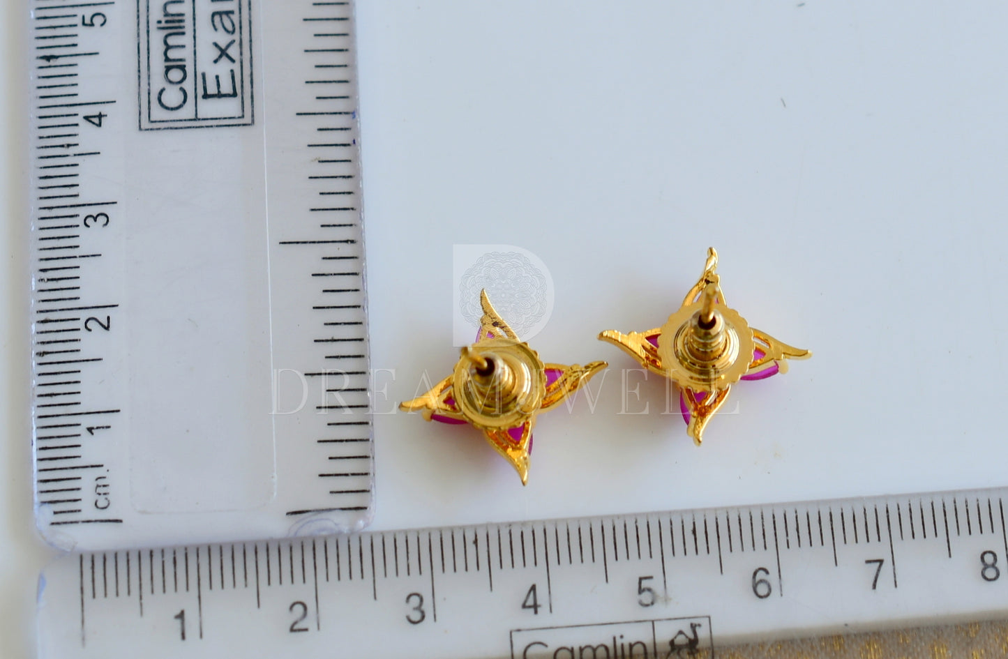 Gold tone Cz Ruby-emerald Stud/Earrings DJ22400