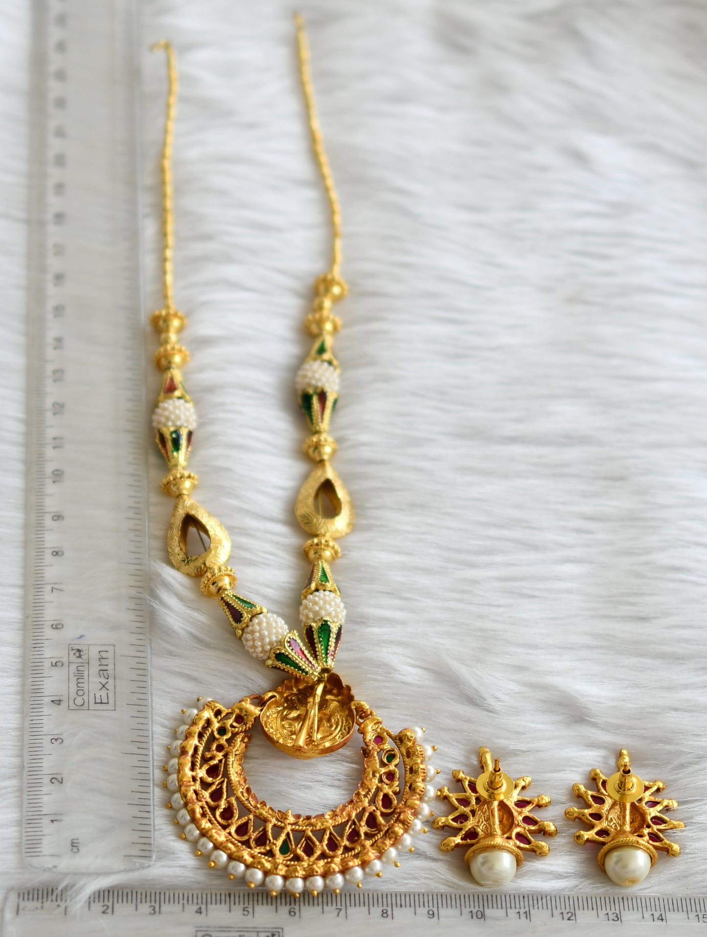 Antique kemp-green bali Lakshmi necklace set dj-39638