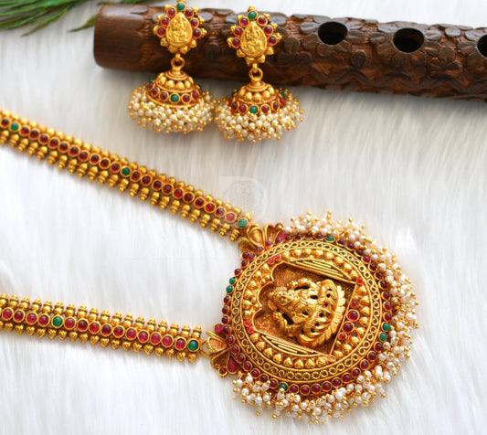 Antique Kemp-green Pearl Cluster Lakshmi Haar Set dj-07064