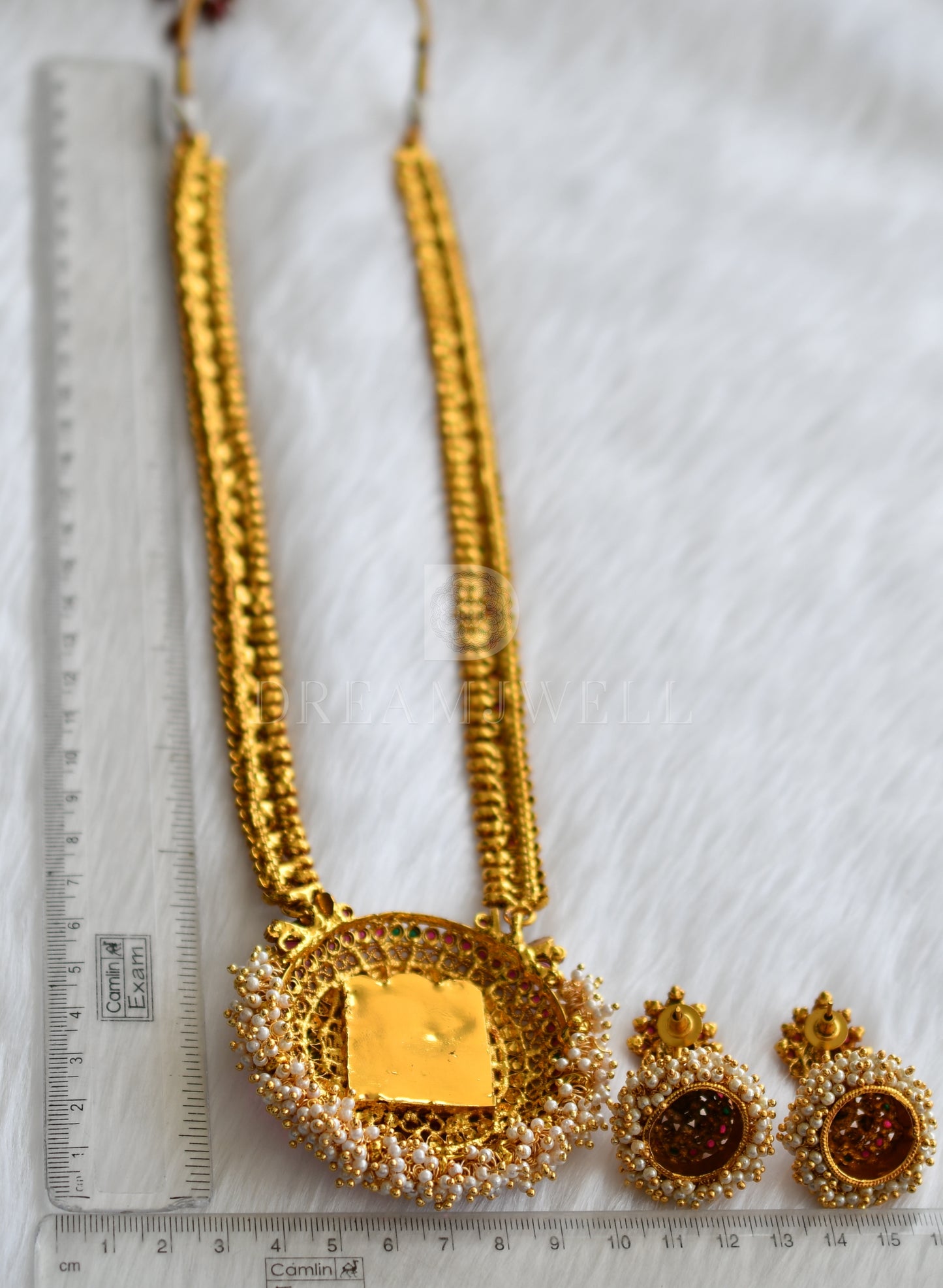 Antique Kemp-green Pearl Cluster Lakshmi Haar Set dj-07064