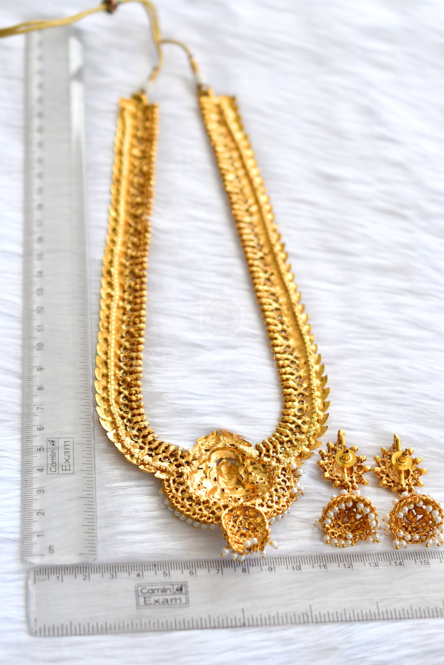 Antique gold tone pearl lakshmi coin haar set dj-07049