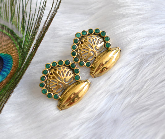 Antique gold tone green earrings dj-20005