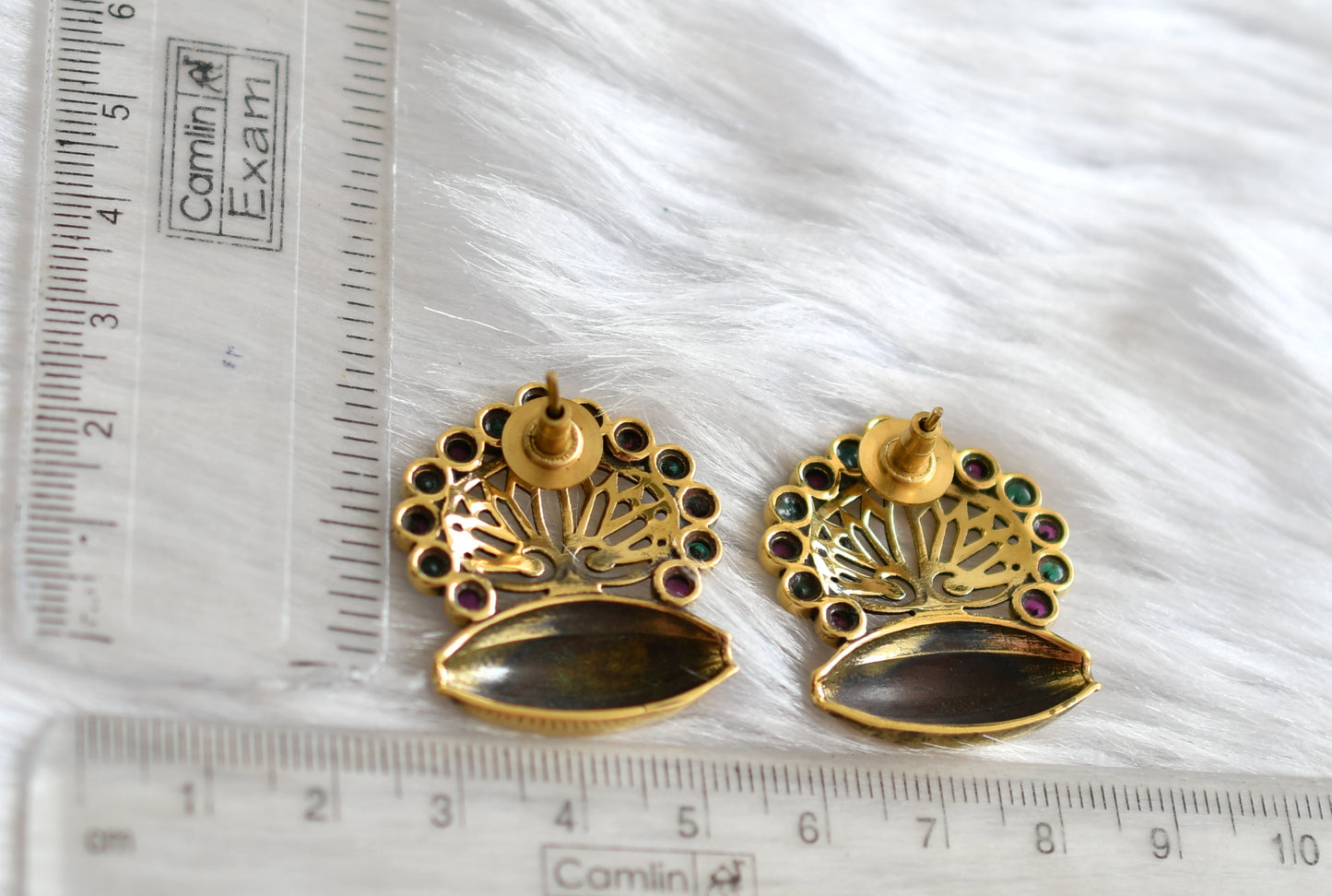 Antique gold tone ruby-green Earrings dj-20006