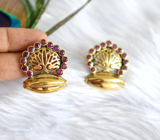 Antique gold tone ruby Earrings dj-20008