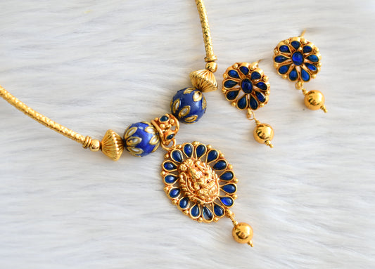 Antique blue lakshmi Hasli necklace set dj-16020